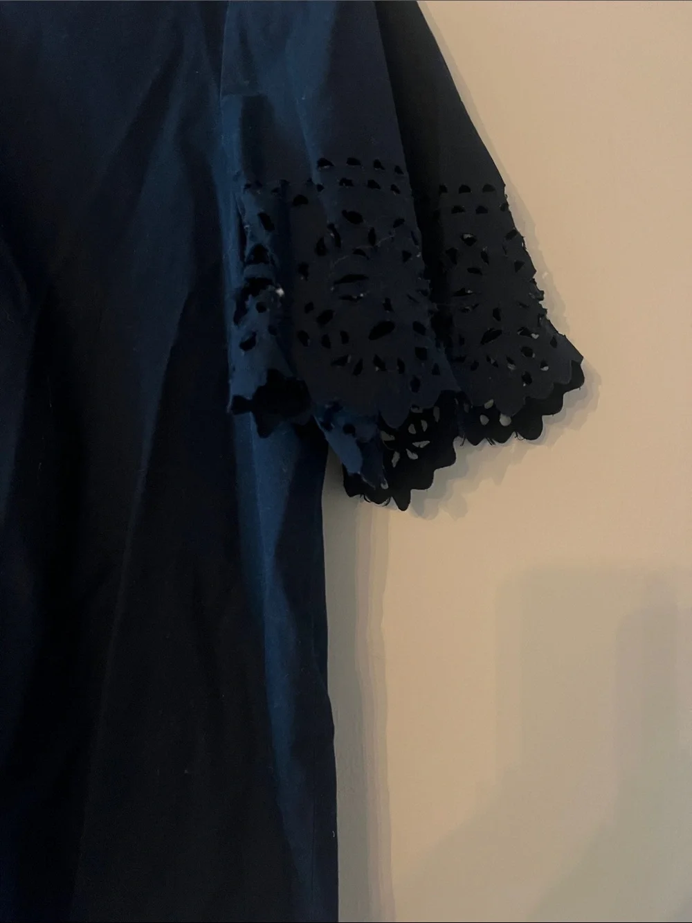 J. Crew Navy Top with Eyelet Short Sleeves